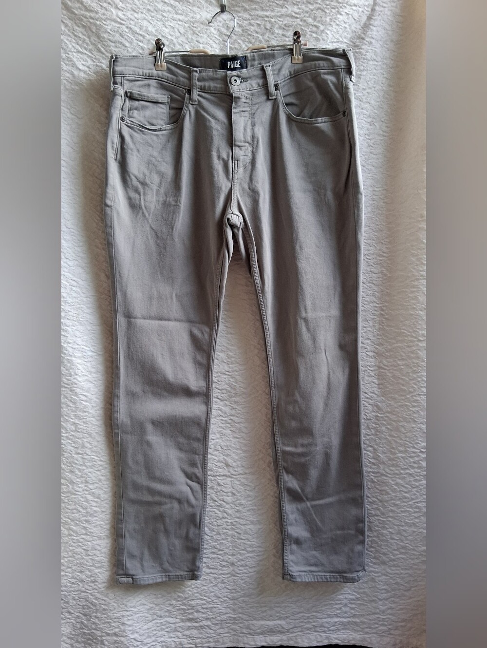 PAIGE Men's Slim Straight Light Gray Chinos